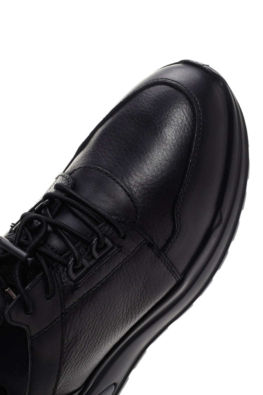 Men's Black Lace-Up Leather Casual Sneaker