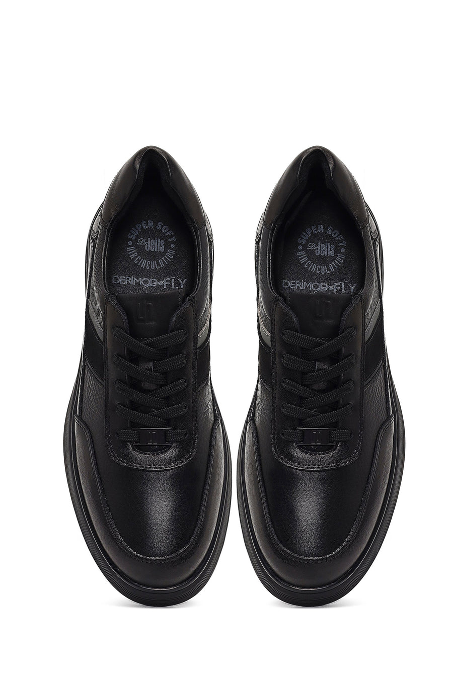Men's Black Lace-Up Leather Casual Sneaker