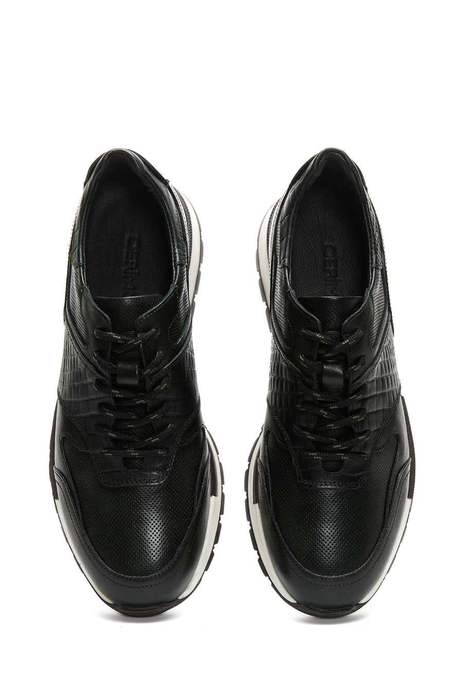 Erkek Yeşil Deri Baskılı Sneaker