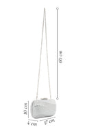 Women's Silver Long Chain Strap Stone Mini Box Evening Bag | Derimod