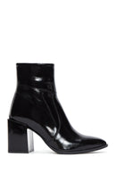 Women's Black Patent Leather Heeled Boots | Derimod