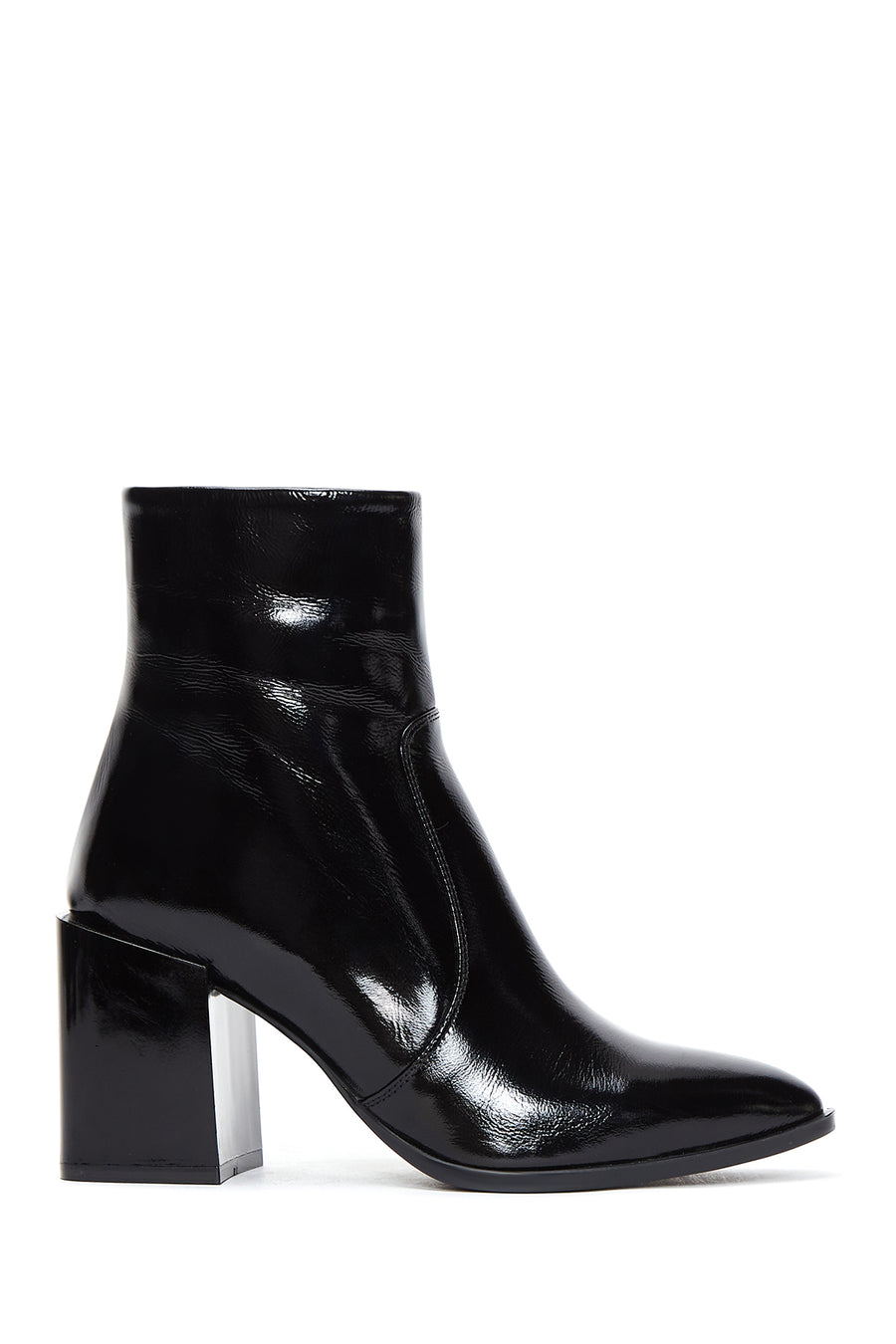 Women's Black Patent Leather Heeled Boots 22WFD132016 | Derimod