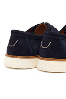 Men's Navy Blue Lace-up Suede Leather Casual Shoes | Derimod