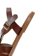 Women's Brown Leather Bodrum Sandals | Derimod