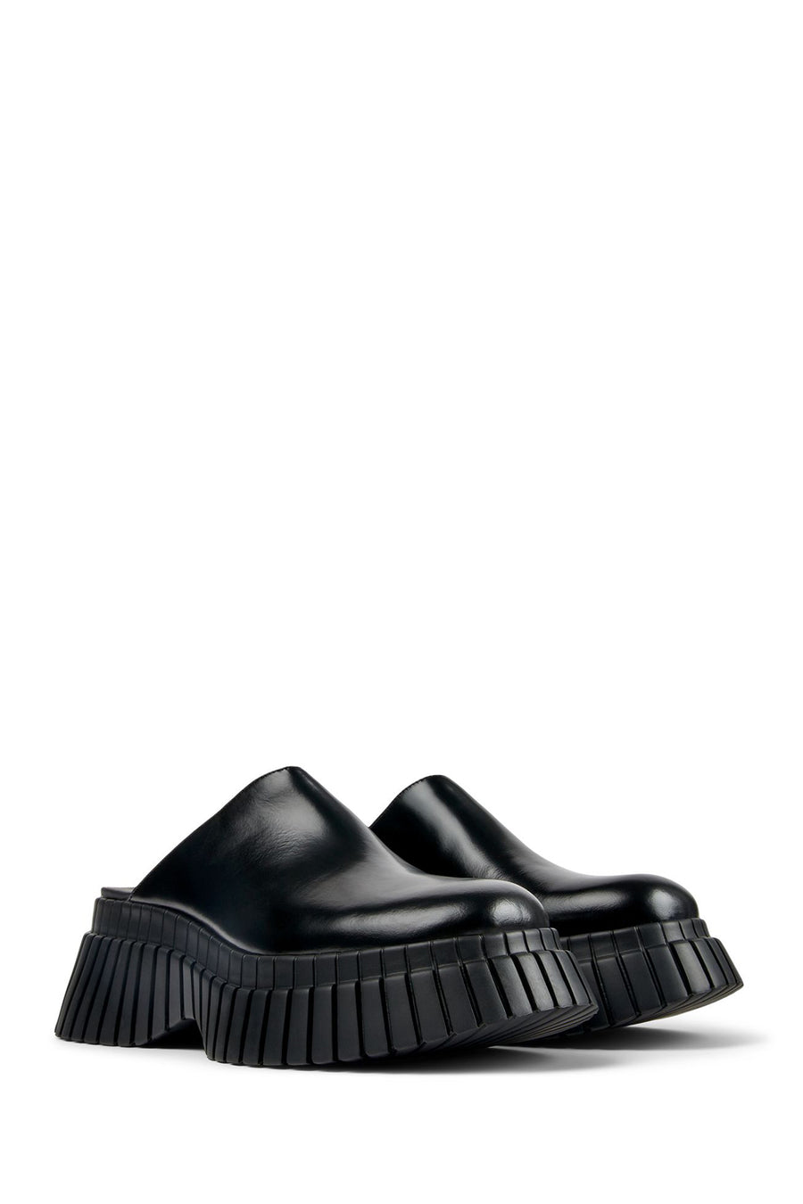 Camper Women's Black Bcn Thick Soled Leather Slippers