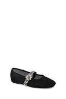 Woman Black Embellished Ballet Flat | Derimod