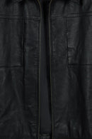 Bastoni Male Black Shirt Collar Leather Jacket | Derimod