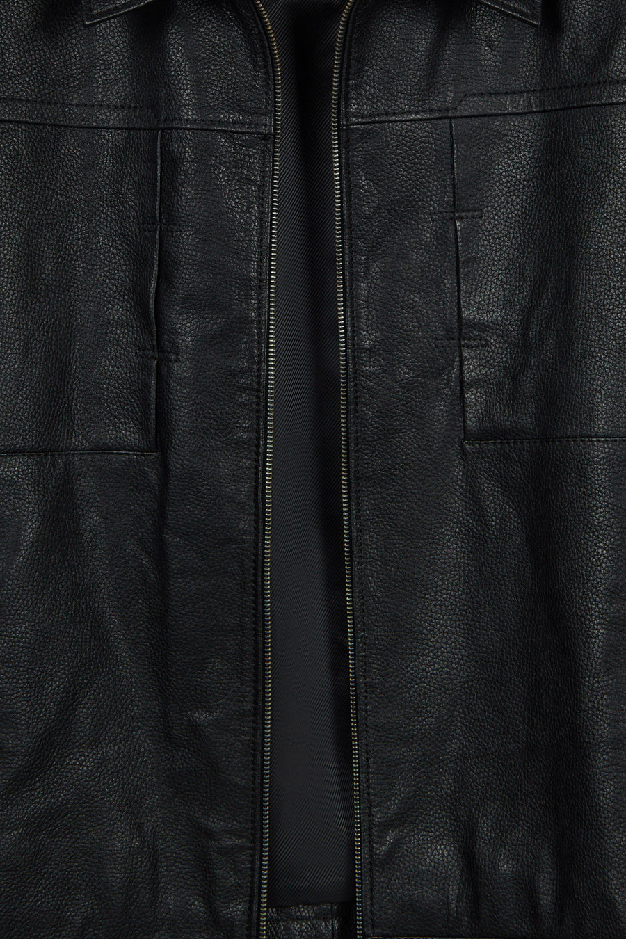 Bastoni Male Black Shirt Collar Leather Jacket