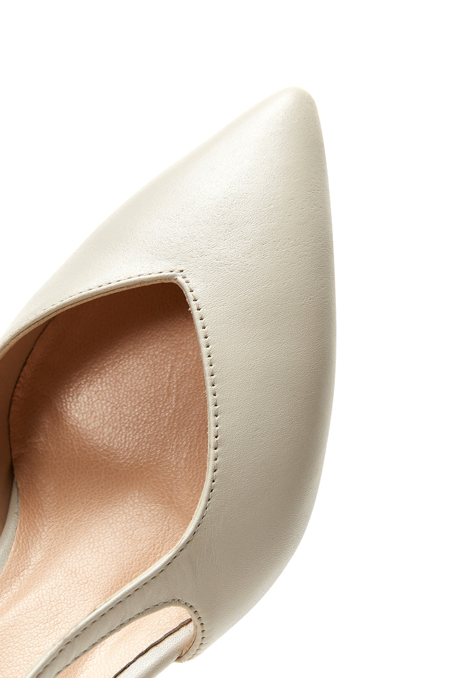 Women's Beige Open-Back Heeled Leather Shoes
