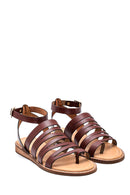 Women's Casual Leather Sandals with Flip Flop Detail | Derimod