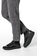 Geox Men Black U Spherica Plus A - Nappa+Suede Lace-Up Thick-Soled Suede Sneaker | Derimod