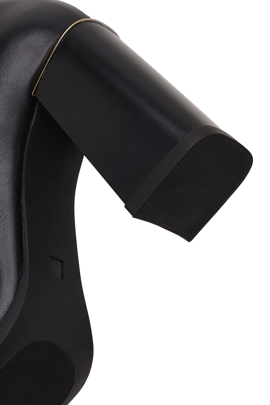 Woman Black Zip Closure Thick-Heeled Leather Boots