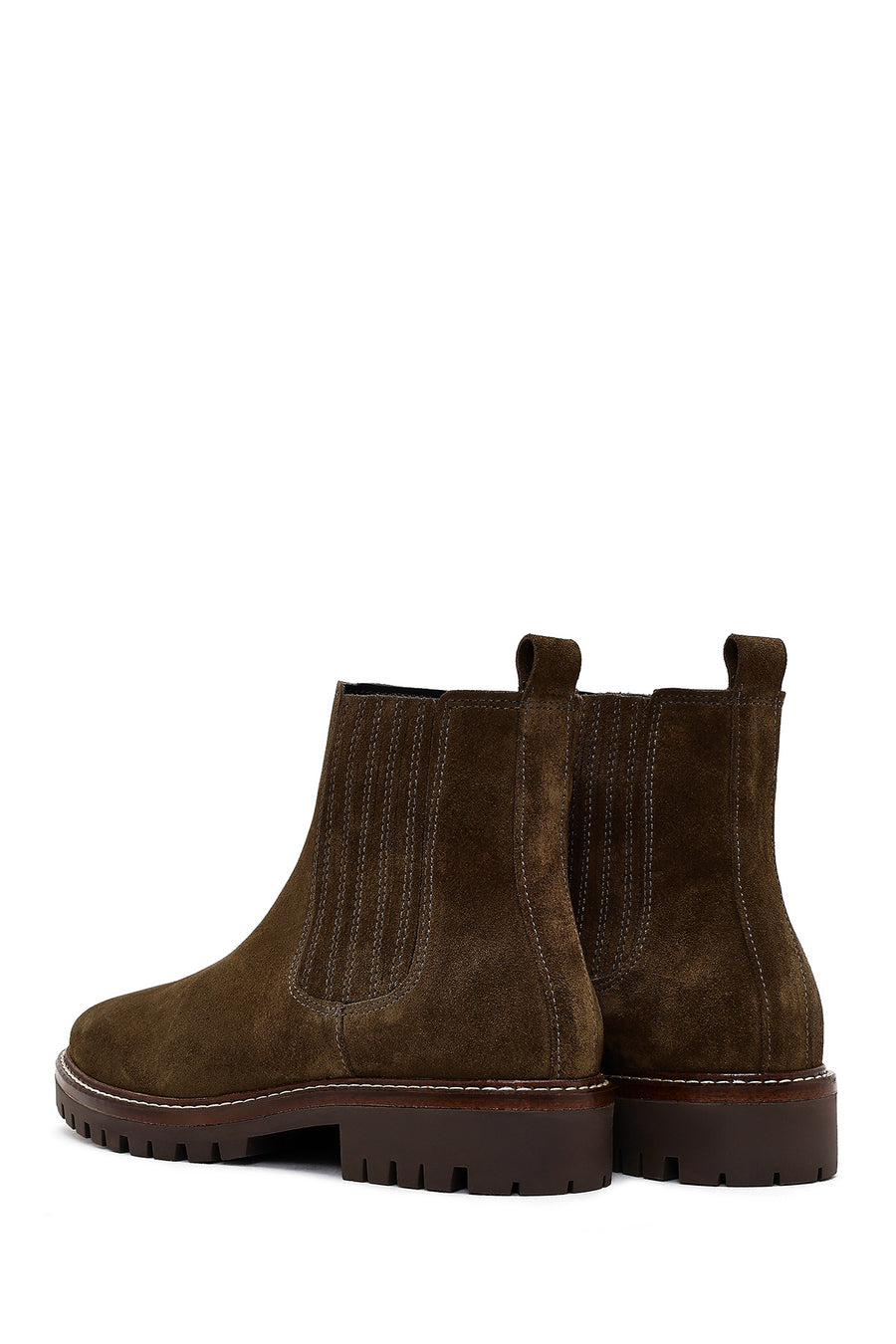 Women's Khaki Suede Leather Chelsea Boot