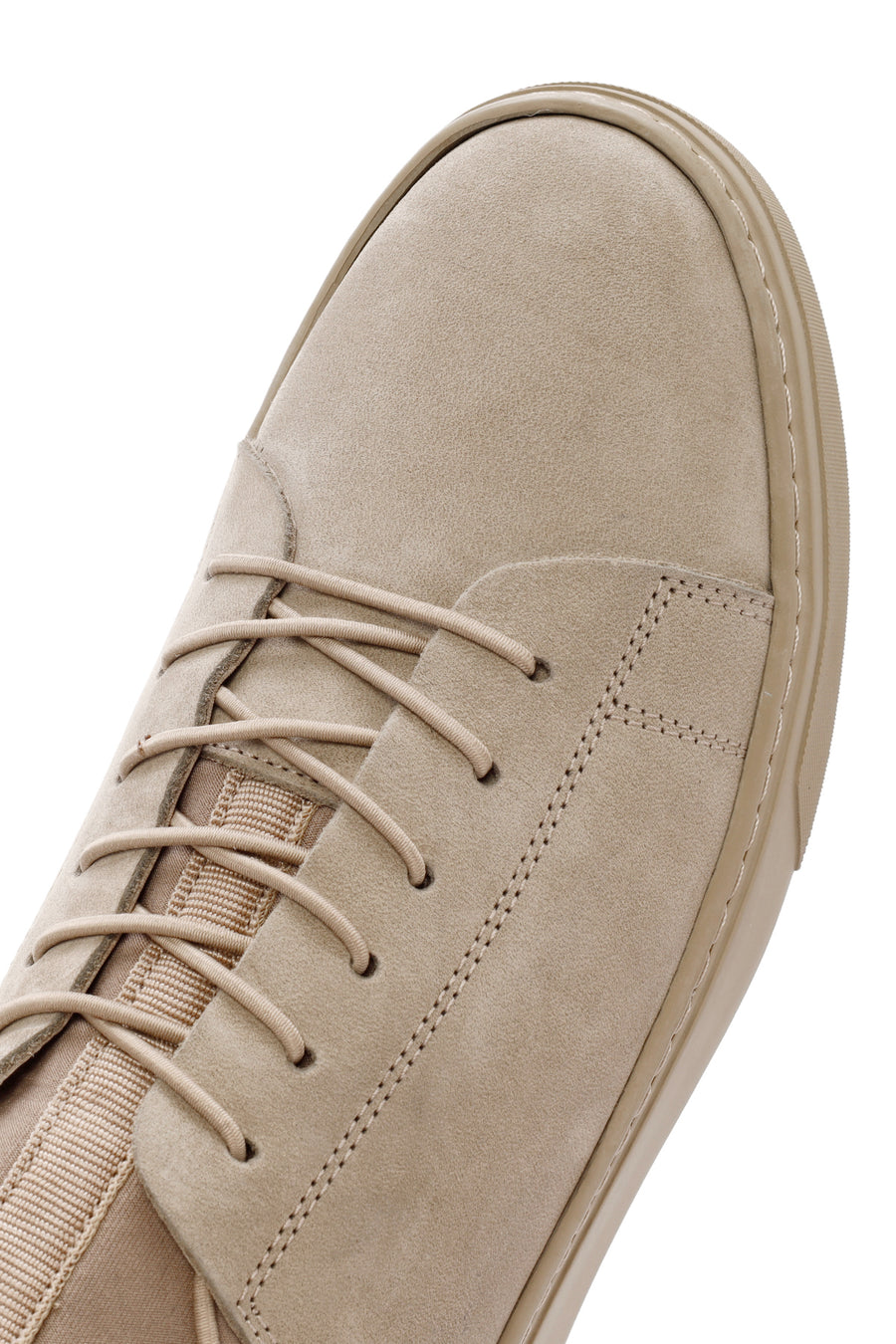 Erkek Bej Bağcıklı Deri Sneaker