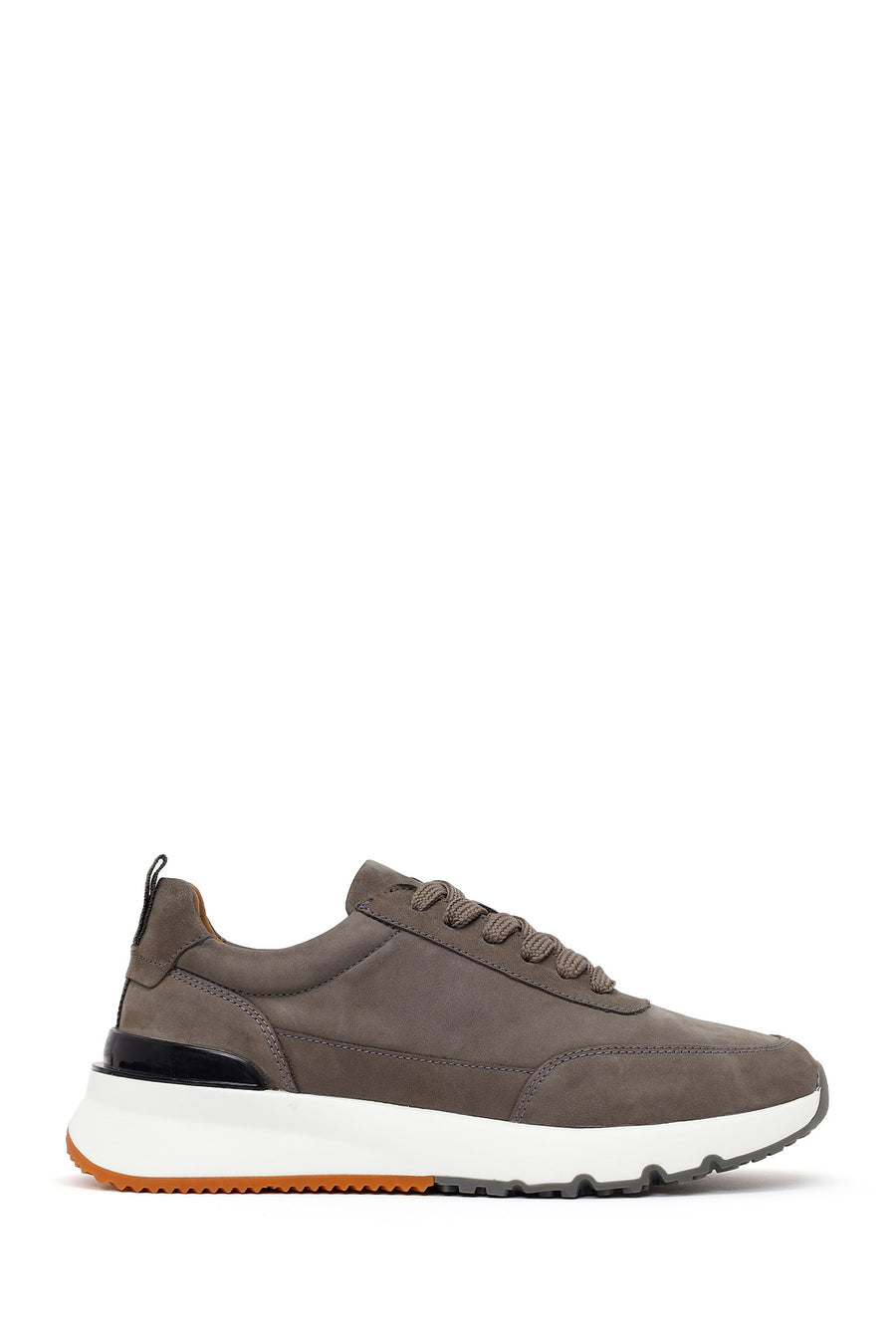 Erkek Gri Bağcıklı Kalın Tabanlı Nubuk Deri Casual Sneaker WM740008DN | Derimod