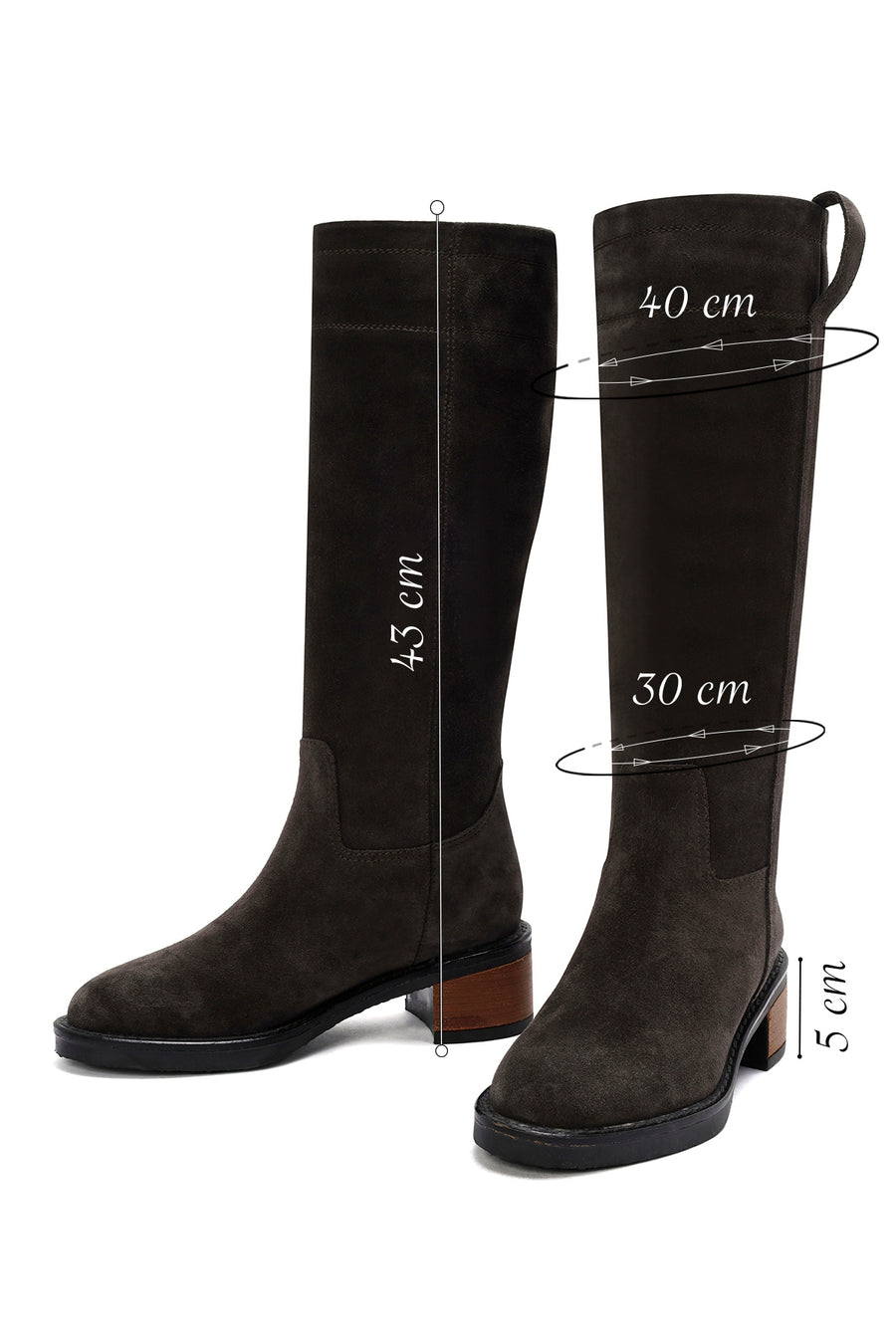 Women's Grey Suede Leather Boots