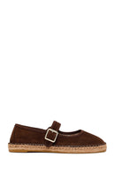 Women's Brown Strap Suede Leather Espadrilles | Derimod