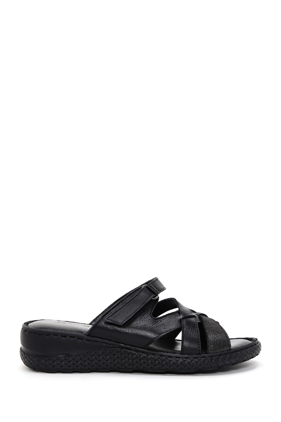 Women's Black Leather Comfort Slippers 23SFD320218 | Derimod