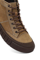 Male Beige Lace-Up Zip Closure Nubuck Leather Sport Boots | Derimod