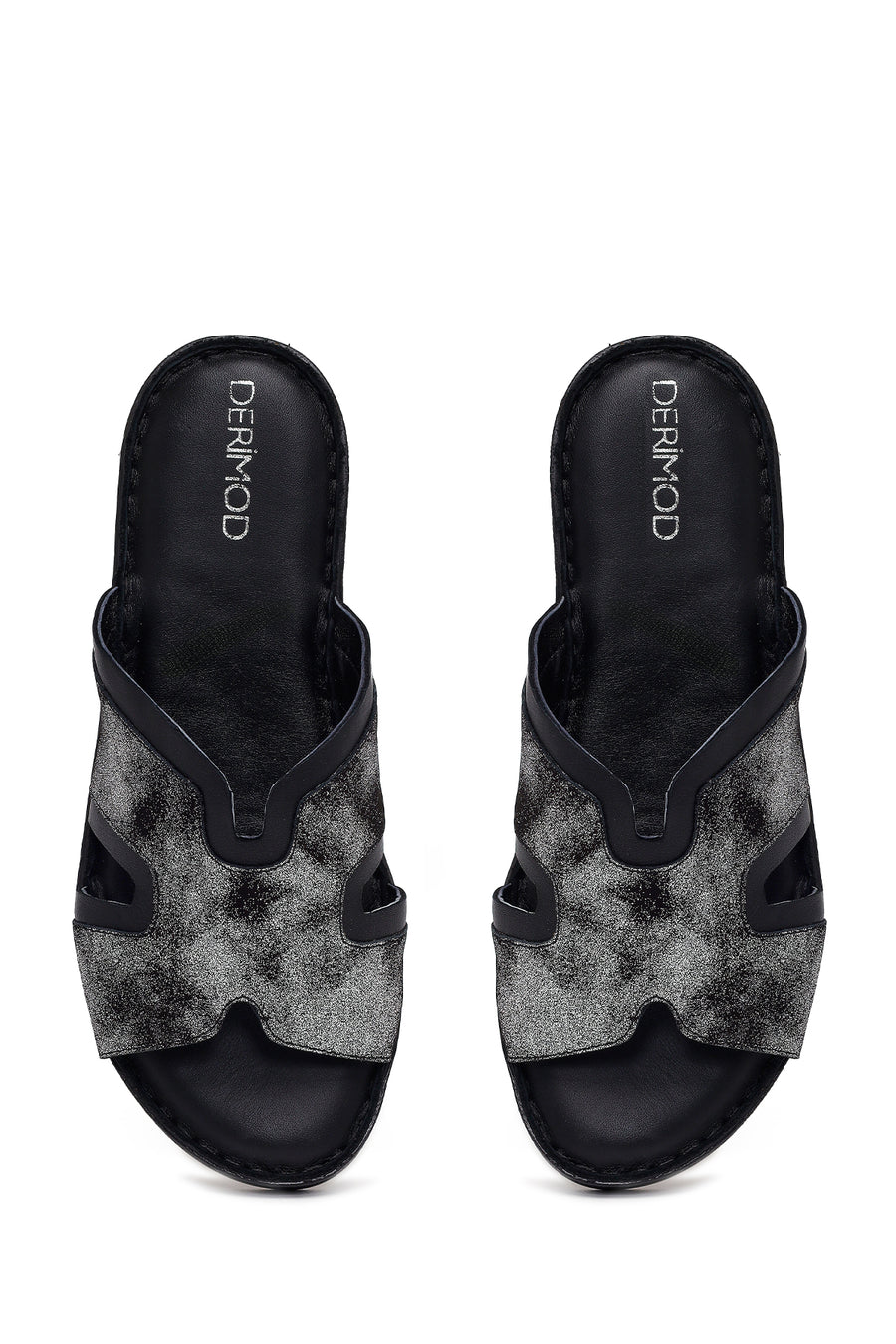 Woman Black Leather Comfort Slipper