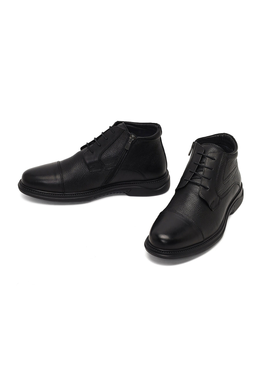 Male Black Zip Closure Leather Boots