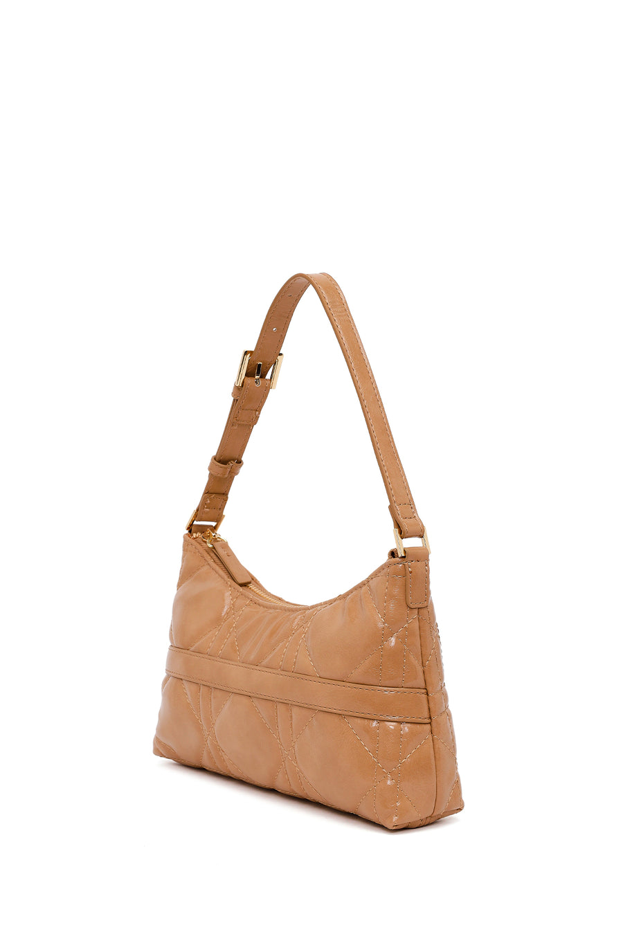 Woman Beige Long Chain Strap Shoulder Bag