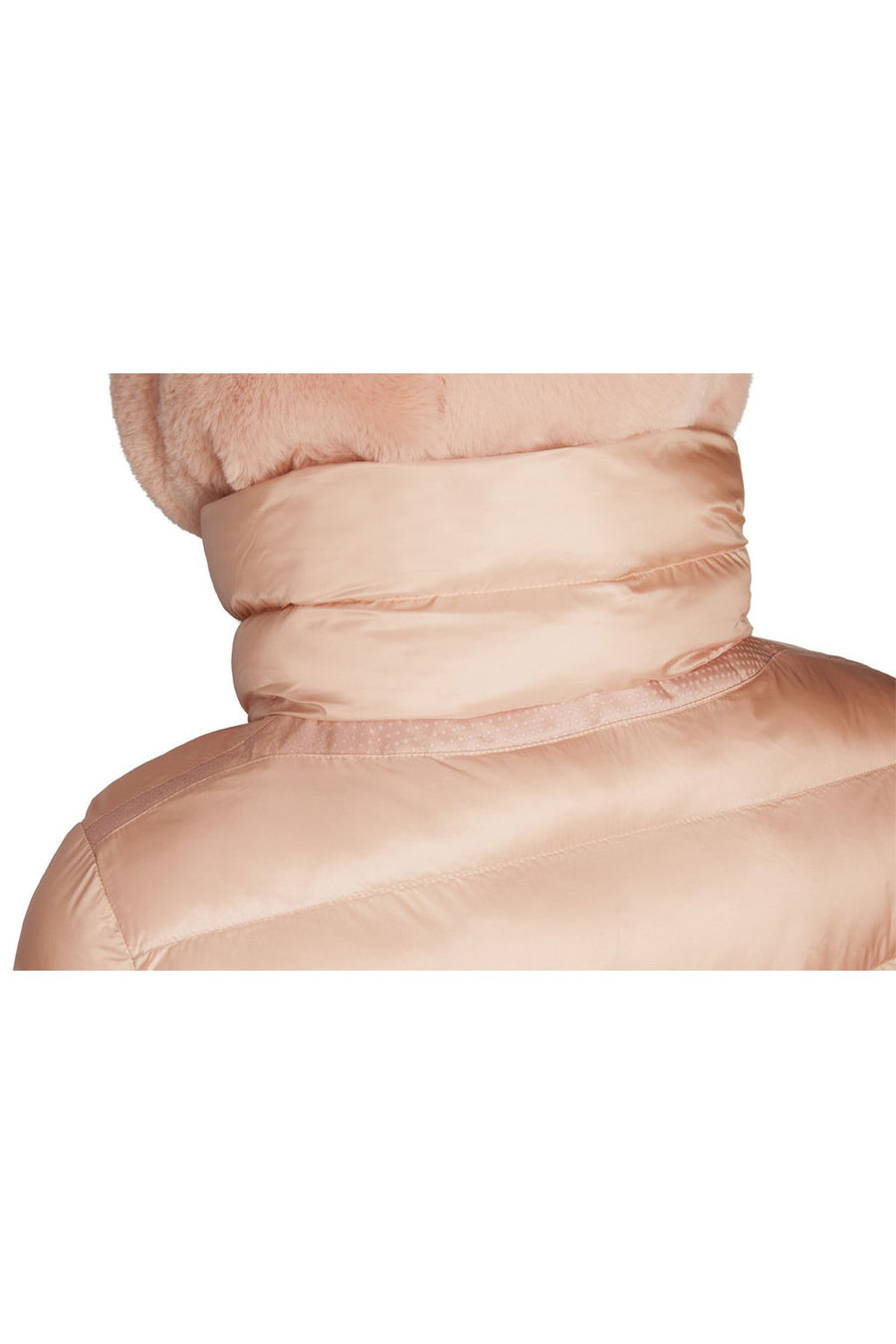 Geox Women's Pink Desya Double Collar Hooded Fur Coat