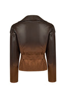 Soho Woman Brown Short Oversize Biker Suede Jacket | Derimod