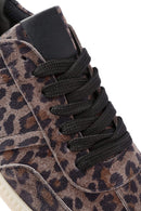 Women's Purple Lace-Up Patterned Suede Leather Sneakers | Derimod