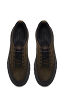 Male Khaki Lace-up Nubuck Leather Sneaker | Derimod