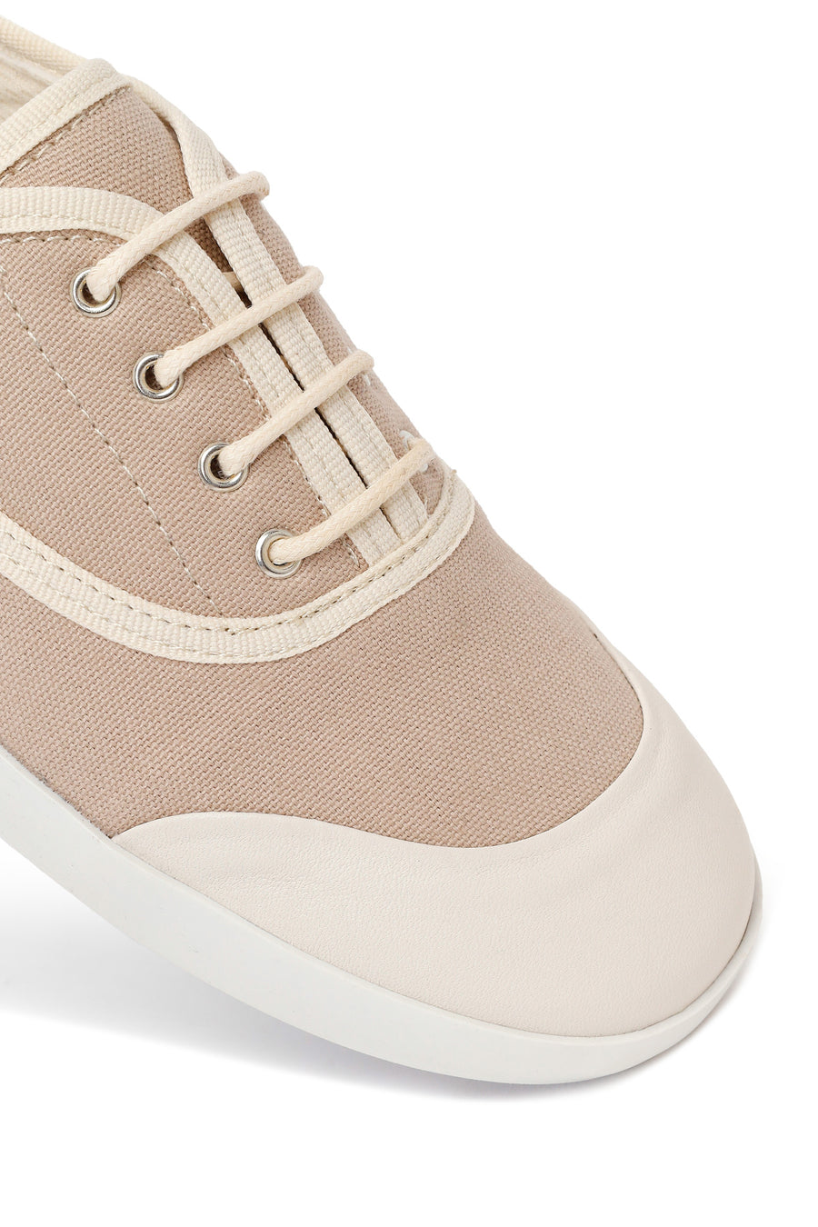 Kadın Bej Bağcıklı Deri Sneaker