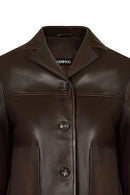 Jill Woman Brown Short Leather Jacket | Derimod