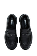 Women's Black Leather Masculine Loafer | Derimod