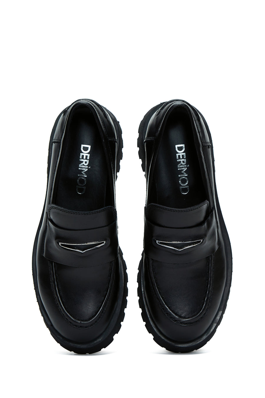 Women's Black Leather Masculine Loafer