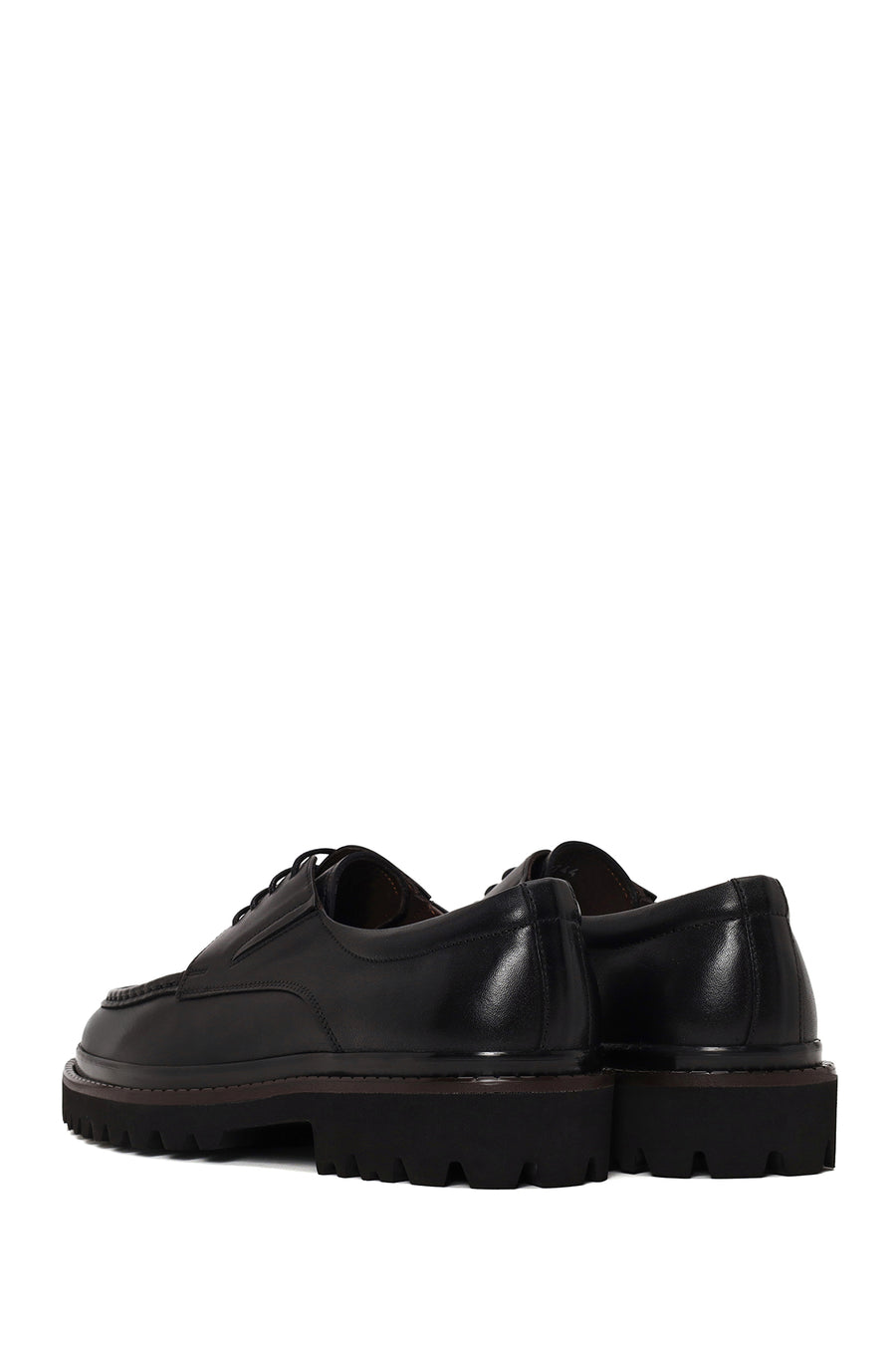 Male Black Lace-Up Thick-Soled Leather Casual Shoes