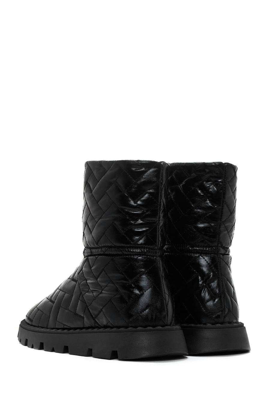 Women's Black Knitted Patterned Metallic Casual Boots