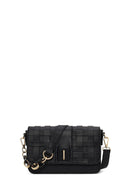 Woman Black Long-Strap Knit Crossbody Bag | Derimod