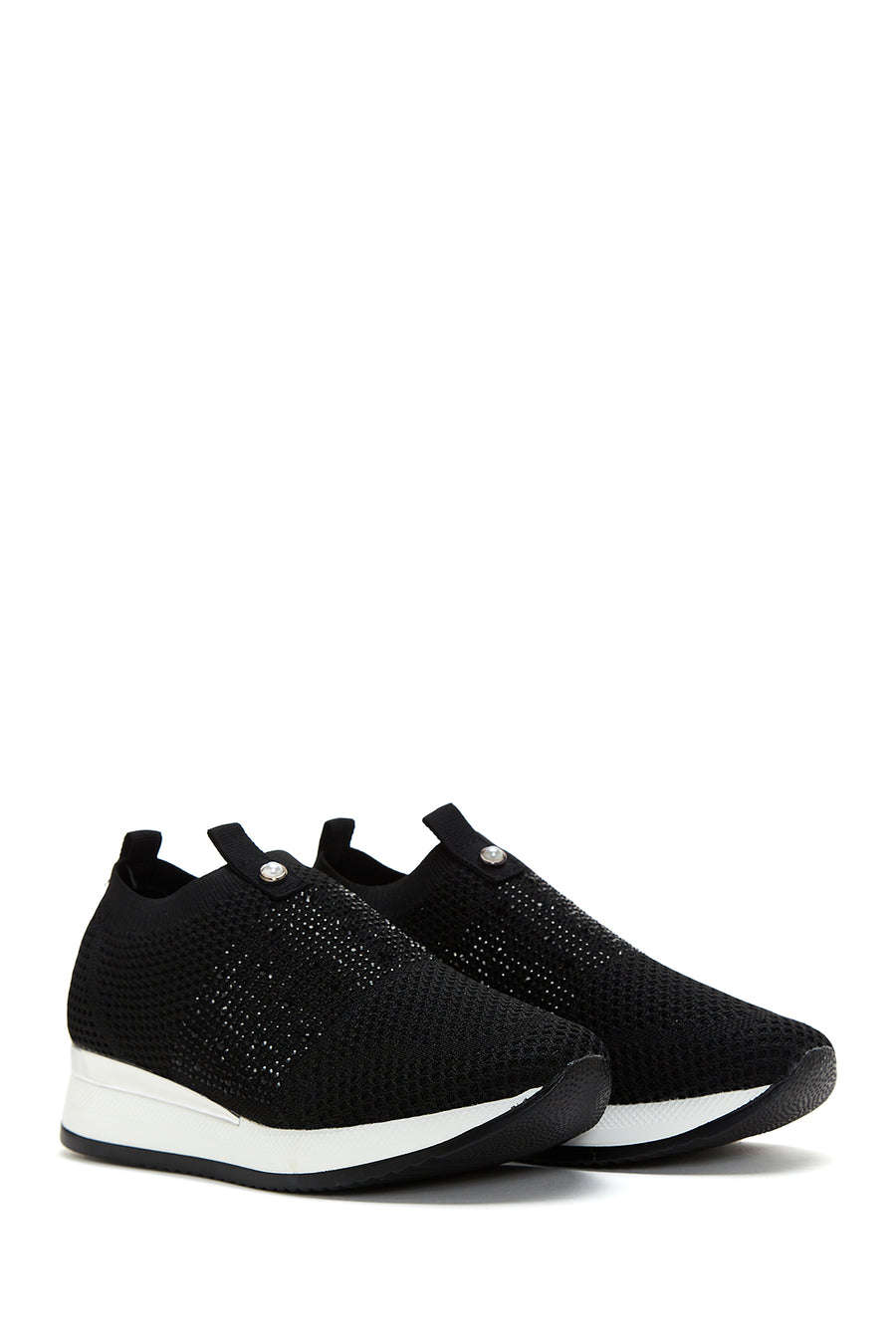 Kadın Siyah Taşlı Kalın Tabanlı Sneaker