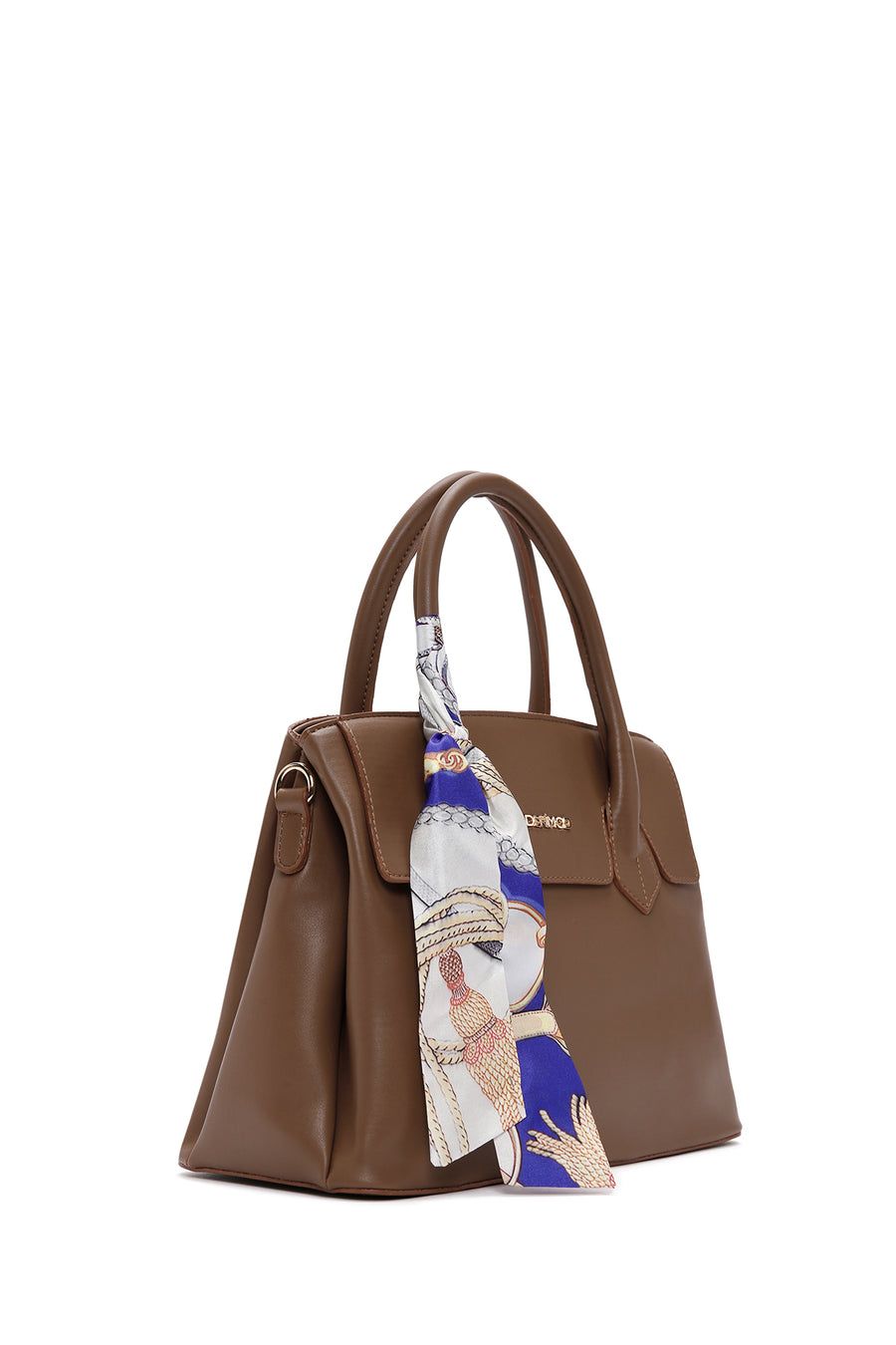 Women's Tan Long Strap Handbag with Accessory Detail