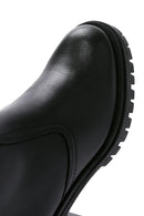 Women's Black Zippered Thick Heeled Leather Boots | Derimod