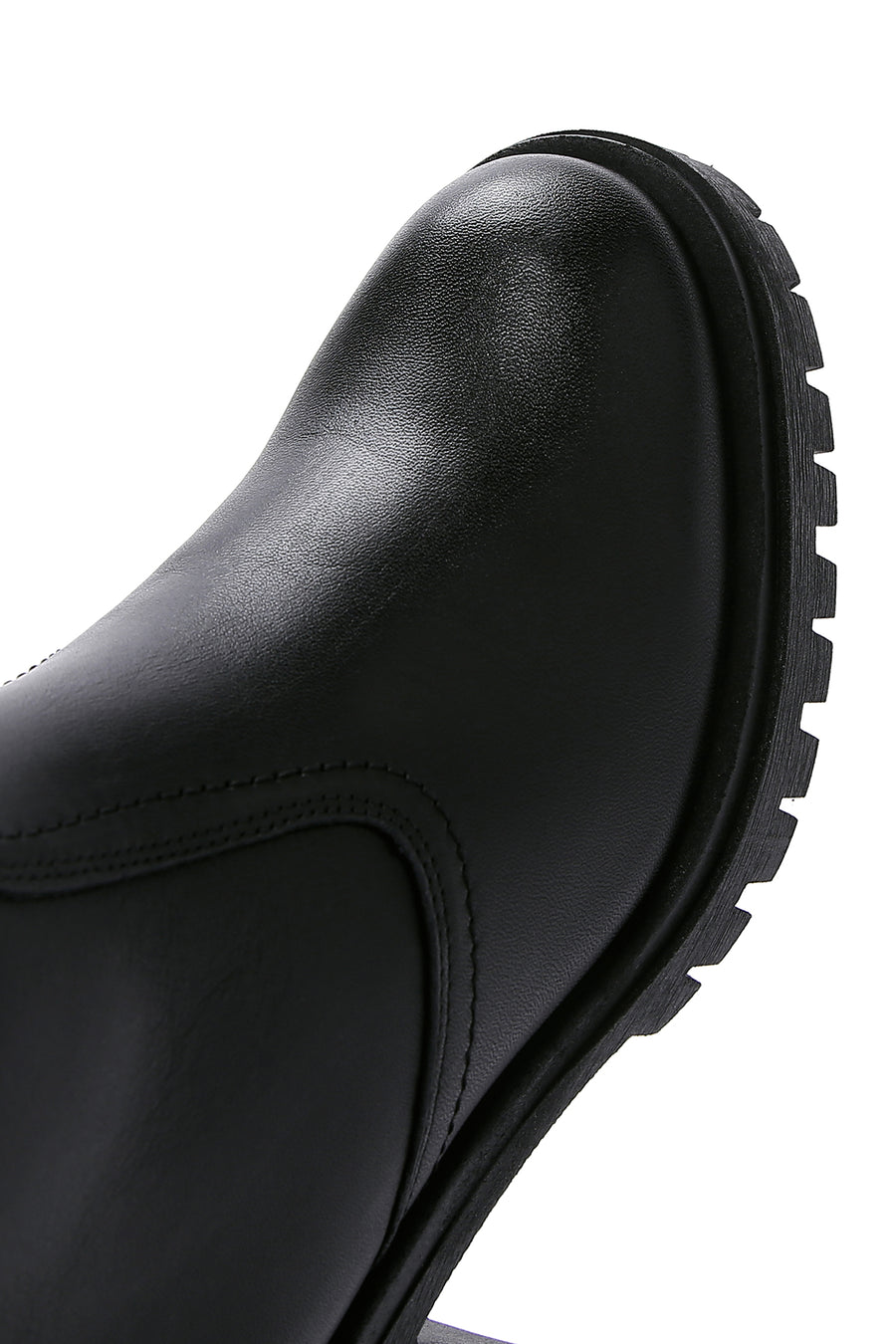 Women's Black Zippered Thick Heeled Leather Boots