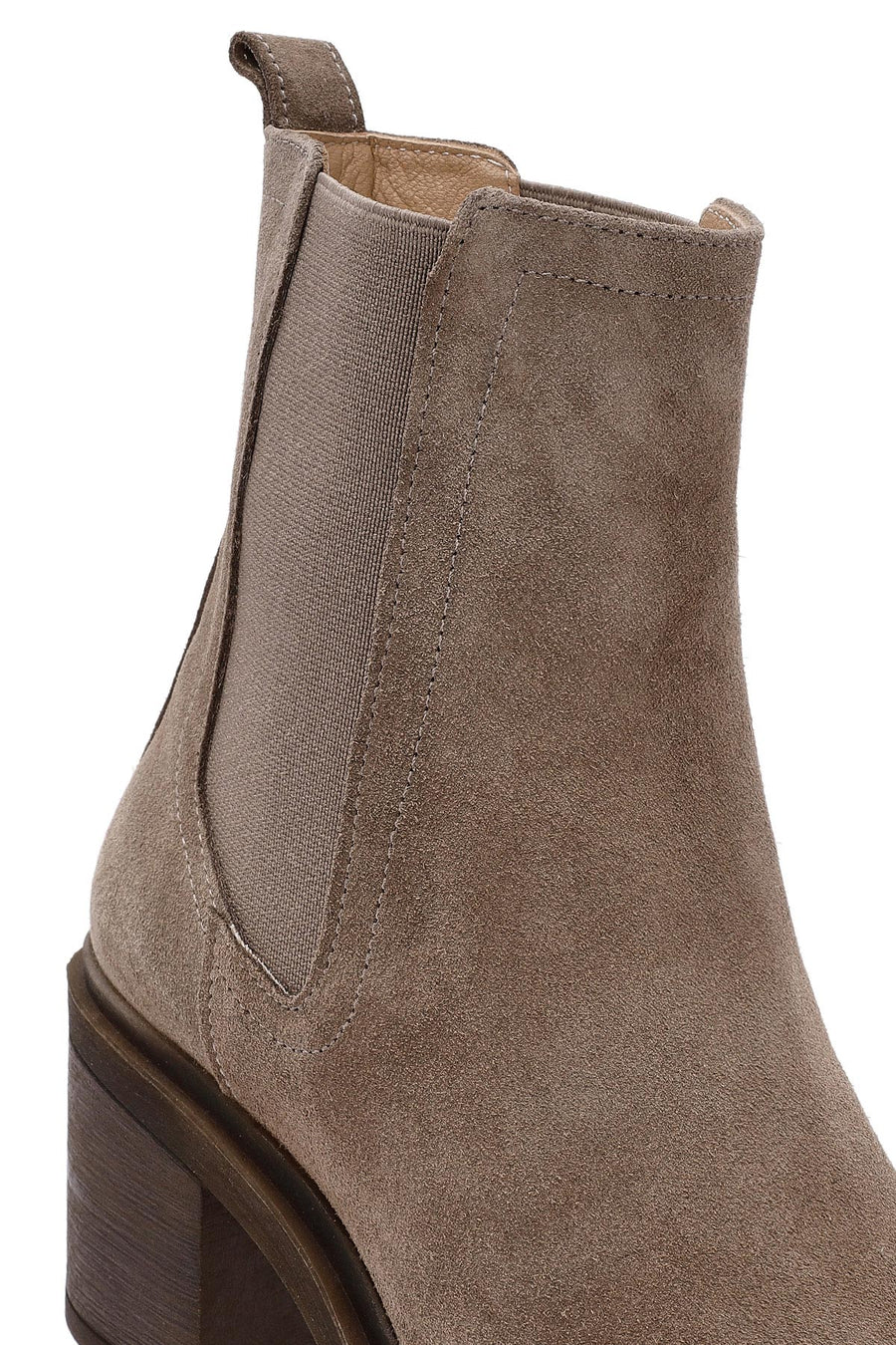Women's Mink Chunky Heel Suede Leather Chelsea Boots