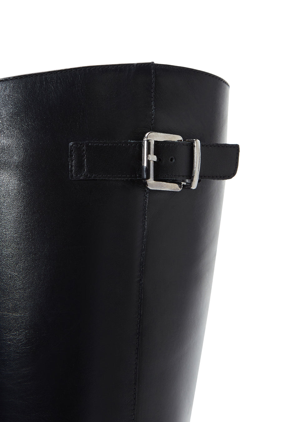 Women's Black Leather Buckle Boots