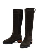 Women's Grey Suede Leather Boots | Derimod