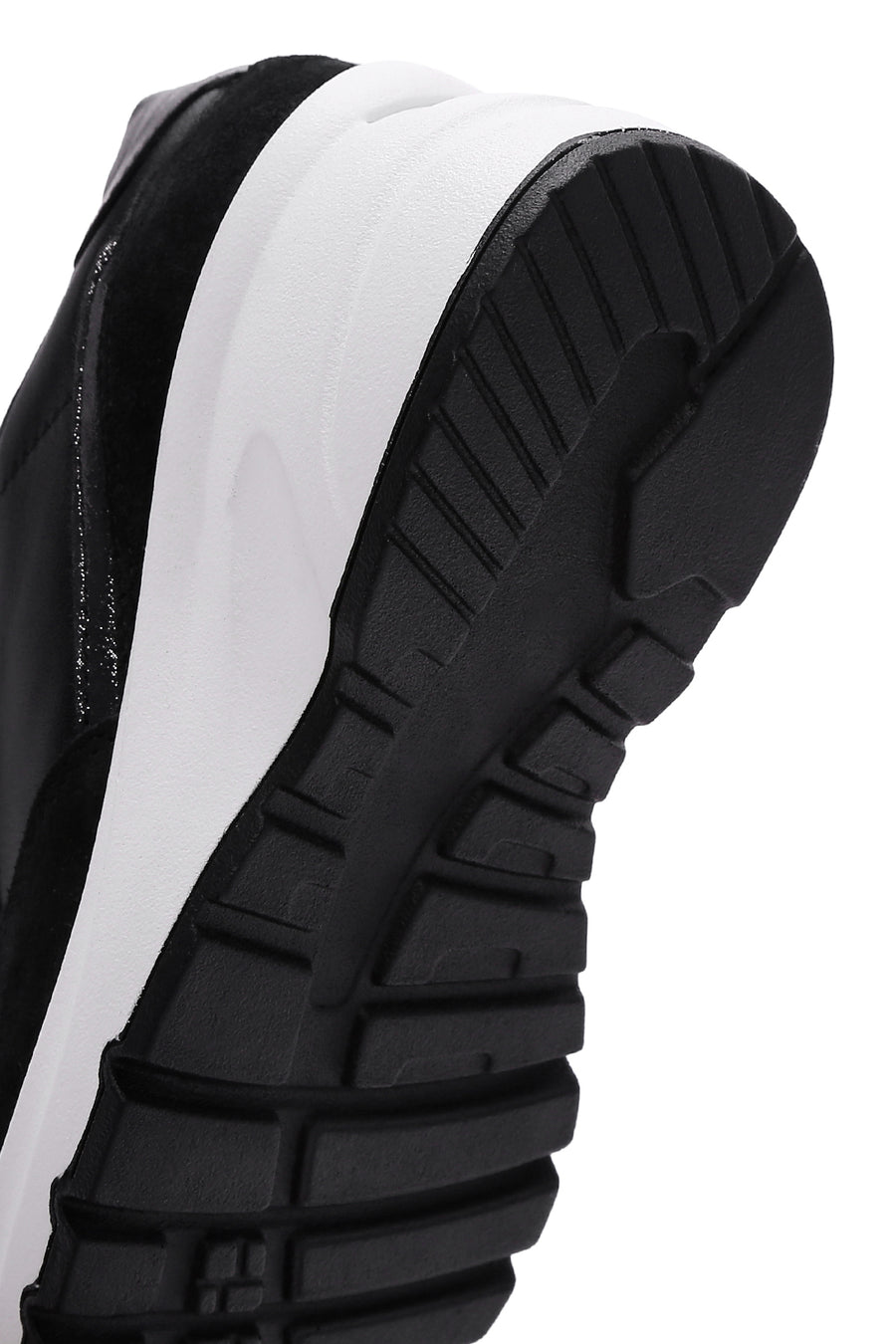 Women's Black Lace-Up Zipper Detailed Wedge Heel Leather Sneakers