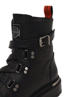Harley Davidson Woman Black Camiel Zip Closure Leather Boots | Derimod