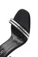 Women's Black Ankle Buckle Stoned Thin Heel Sandals | Derimod