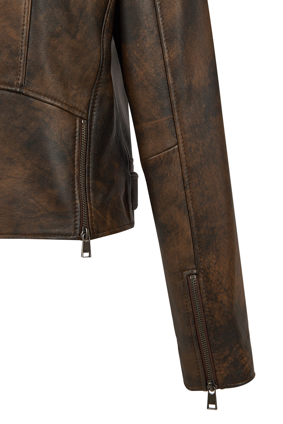 Newage Woman Brown Slim-Fit Biker Leather Jacket