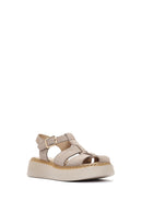 Women's Mink Ankle Buckle Thick-Soled Suede Leather Comfort Sandals | Derimod