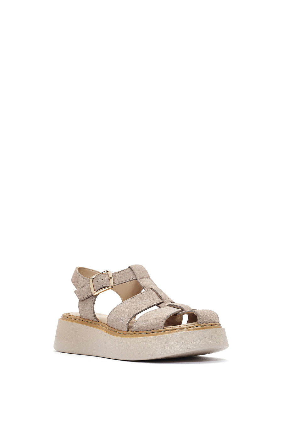 Women's Mink Ankle Buckle Thick-Soled Suede Leather Comfort Sandals
